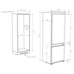 CANDY CRSL4518F réfrigérateur combiné encatrable - 264 L (191 L + 73 L) - Froid statique - L 56cm x H 177,7cm