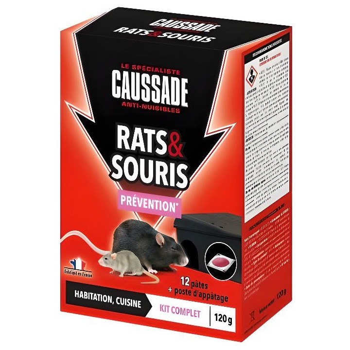 Caussade CARSPT120B Rats & Souris - Kit traitement 12 Pates pret a l'e