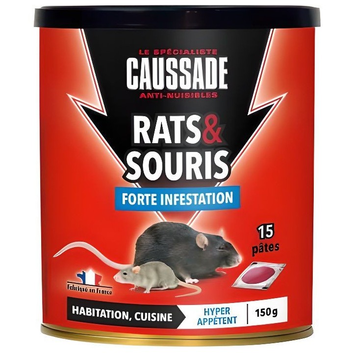 Caussade CARSPT150 Rats & Souris - 15 Pates Appat pret a l'emploi -Hab