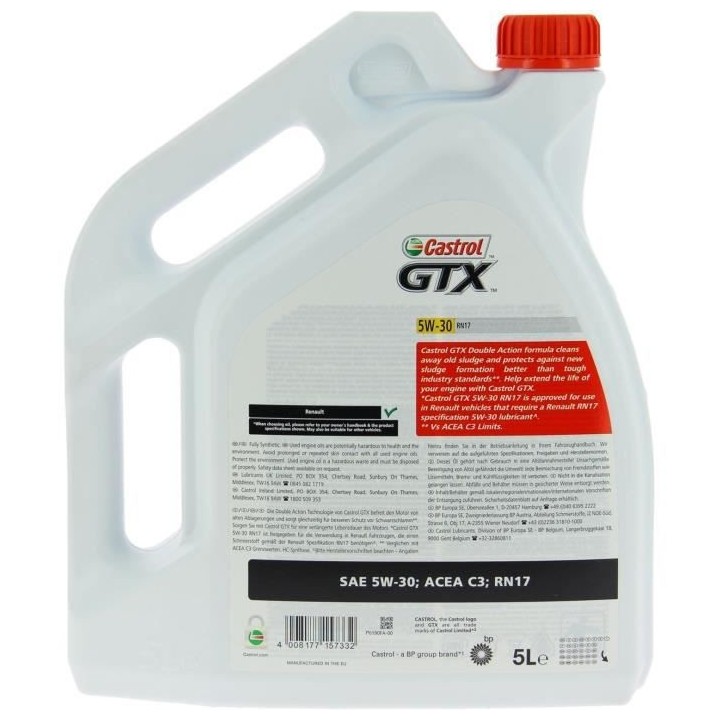 CASTROL Huile moteur GTX 5W-30 RN17 - 5L