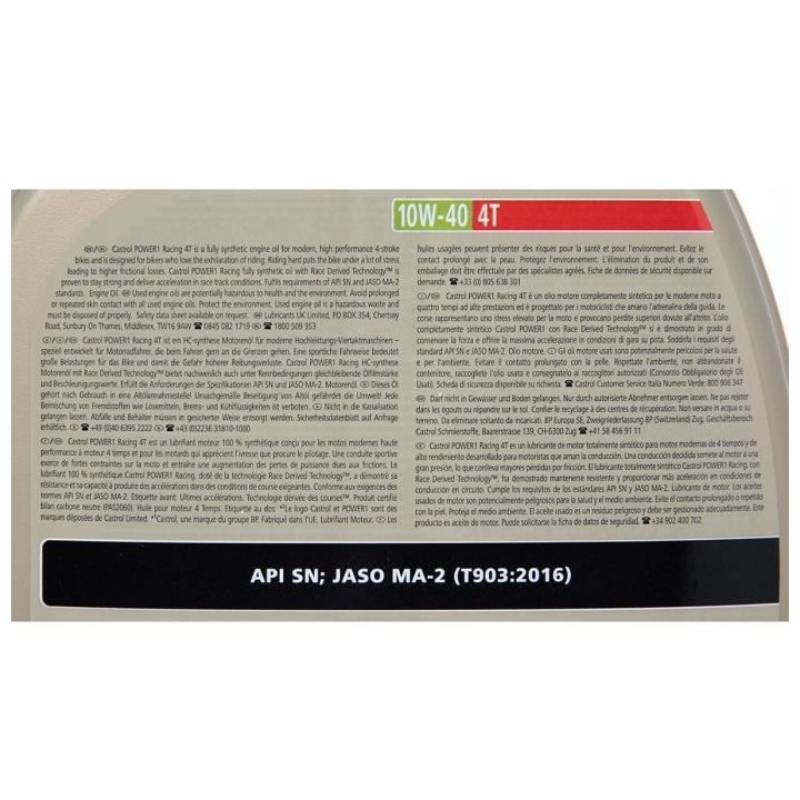 CASTROL Huile-Additif Power 1 Racing 4T - Synthetique / 10W40 / 4L