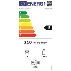 CONTINENTAL EDISON CEFC260DB Réfrigérateur congélateur bas 260 L Froid statique MOTEUR INDUCTION L55 cm x P56 cm x H180 cm No