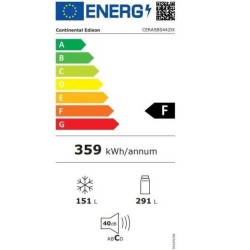Réfrigérateur CONTINENTAL EDISON - CERASBS442IX - side by side - 442L - L90 cm x H177 cm - Inox