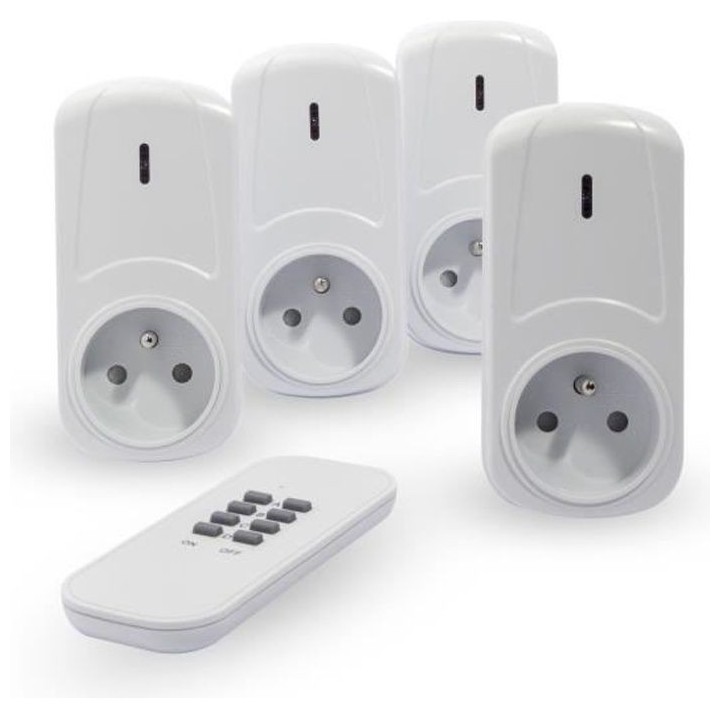 CHACON Kit de 4 prises télécommandées on/off + télécommande