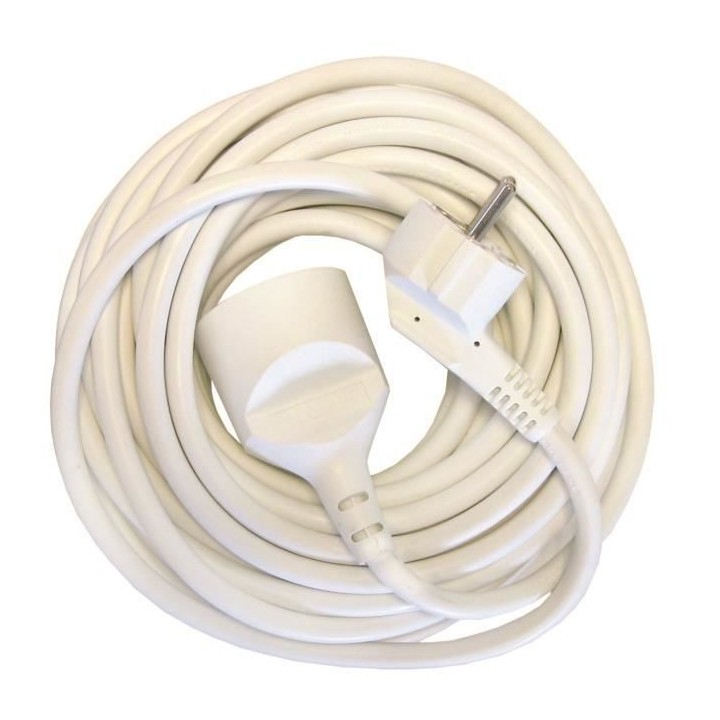 CHACON Rallonge électrique 1,5 m HO5VVF 3x1,5 mm2 blanc