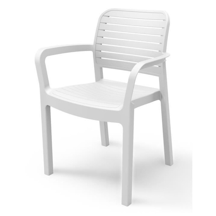 Lots de 6 Fauteuils monoblocs coloris blanc - empilables en résine de
