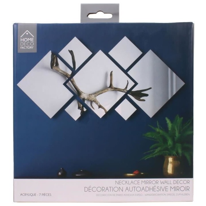 Miroir a coller carrée - Gris argenté - 26 x 46 x 24 cm