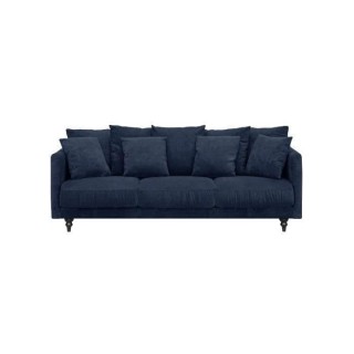 Canapé droit fixe 4 places - Tissu bleu - Classique - L 212 x P 93 cm