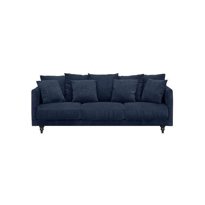 Canapé droit fixe 4 places - Tissu bleu - Classique - L 212 x P 93 cm