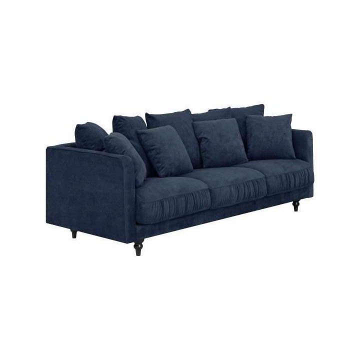 Canapé droit fixe 4 places - Tissu bleu - Classique - L 212 x P 93 cm