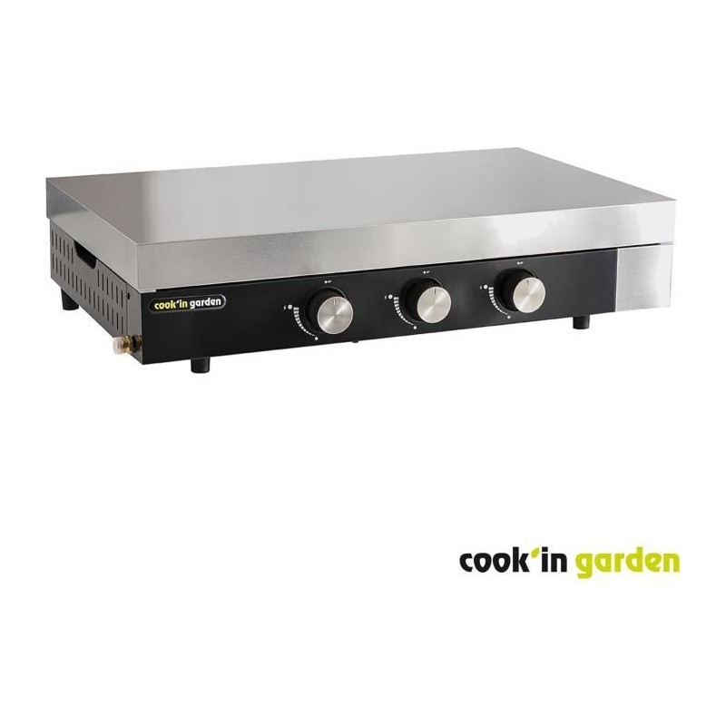 Plancha gaz FINESTA 3 brûleurs inox - Allumage intégré - Cuve acier - Surface de cuisson 79x56