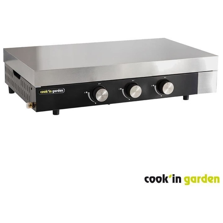 Plancha gaz FINESTA 3 brûleurs inox - Allumage intégré - Cuve acier