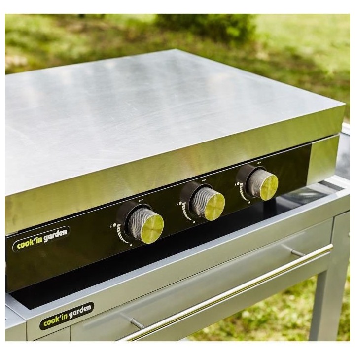 Plancha gaz FINESTA 3 brûleurs inox - Allumage intégré - Cuve acier