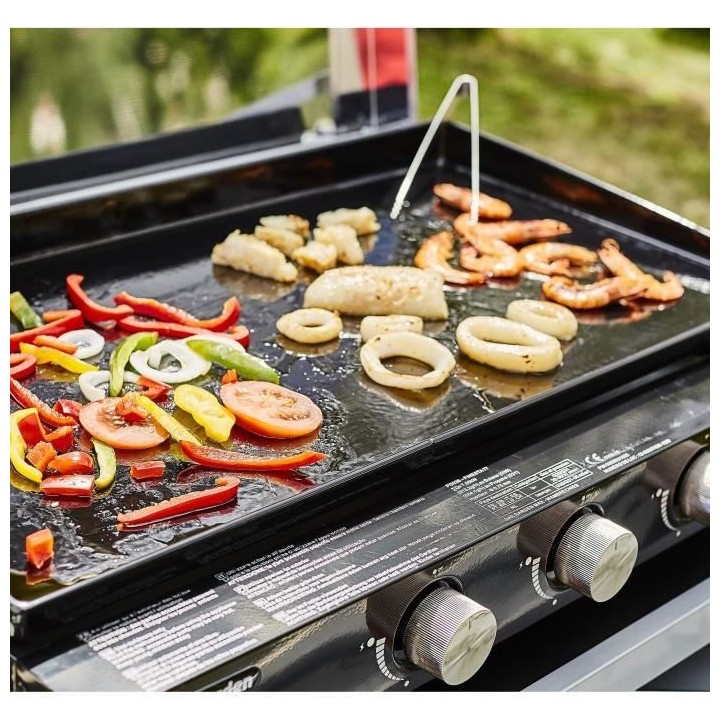 Plancha gaz FINESTA 3 brûleurs inox - Allumage intégré - Cuve acier