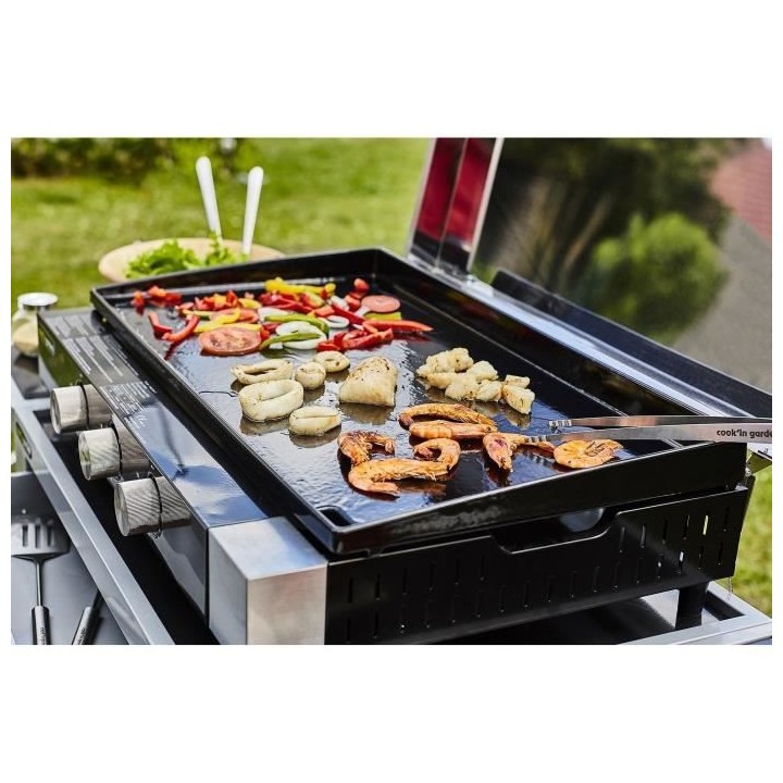 Plancha gaz FINESTA 3 brûleurs inox - Allumage intégré - Cuve acier