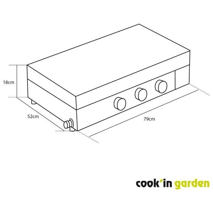 Plancha gaz FINESTA 3 brûleurs inox - Allumage intégré - Cuve acier