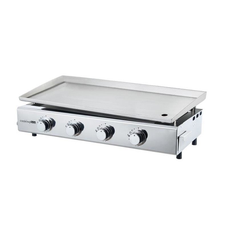 Plancha a gaz - 4 feux - BRASILIA - Tout inox - Surface cuisson - XXL - 84 x 34 cm