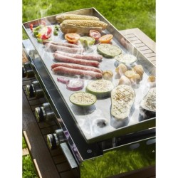 Plancha a gaz - 4 feux - BRASILIA - Tout inox - Surface cuisson - XXL - 84 x 34 cm