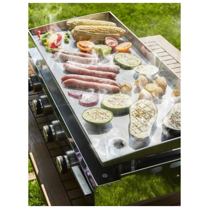 Plancha a gaz - 4 feux - BRASILIA - Tout inox - Surface cuisson - XXL