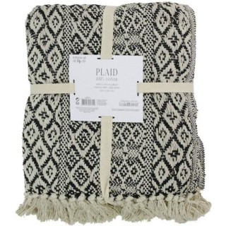 THE HOME DECO FACTORY Plaid Ethnique Frange Motif Carreaux - 120 x 150