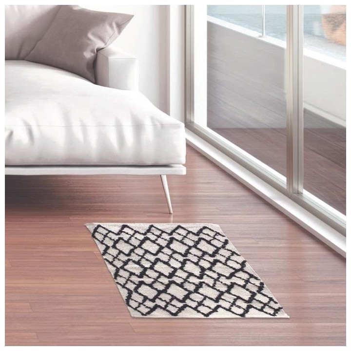 HOME DECO FACTORY Tapis berbere relief losange - 60x90 cm - Beige et n
