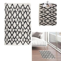 HOME DECO FACTORY Tapis berbere relief losange - 60x90 cm - Beige et noir