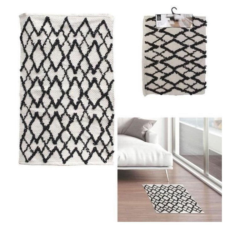 HOME DECO FACTORY Tapis berbere relief losange - 60x90 cm - Beige et n