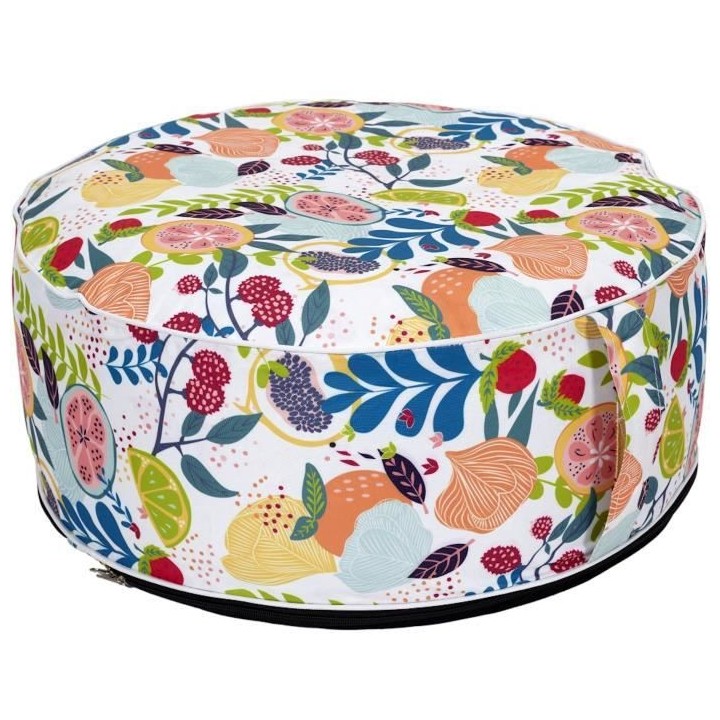 Home Deco Factory HD7213 Pouf Gonflable Rond Peps Blanc et multicolore
