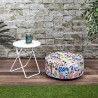 Home Deco Factory HD7213 Pouf Gonflable Rond Peps Blanc et multicolore Usage intérieur et extérieur D56 x H25 cm