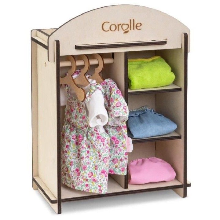 COROLLE - Armoire en bois - accessoire - pour poupon et poupée 30 et