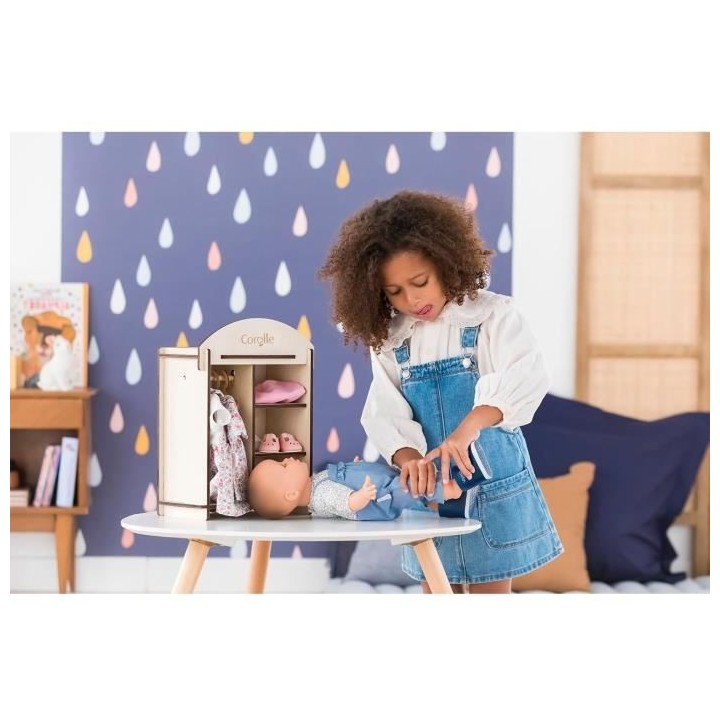COROLLE - Armoire en bois - accessoire - pour poupon et poupée 30 et