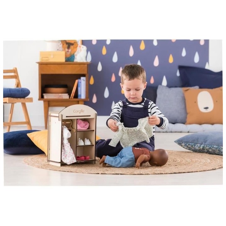 COROLLE - Armoire en bois - accessoire - pour poupon et poupée 30 et