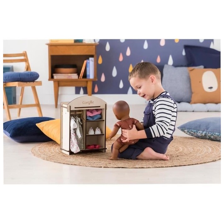 COROLLE - Armoire en bois - accessoire - pour poupon et poupée 30 et