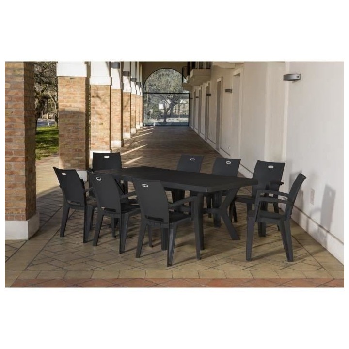 CORFU Table de jardin rectangulaire pieds tulipe L 200 cm - Anthracite