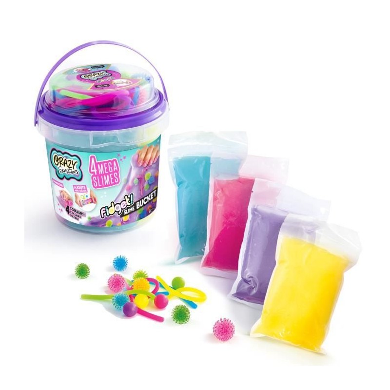 Baril de Slime Fidget - 4 Méga Slimes - Crazy Sensations - Canal Toys - Loisirs Créatifs pour Enfant - Des 6 ans - CCC 020