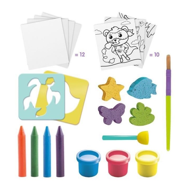SUPER GREEN Kit de 3 activités bio : coloriage, tampons et peinture