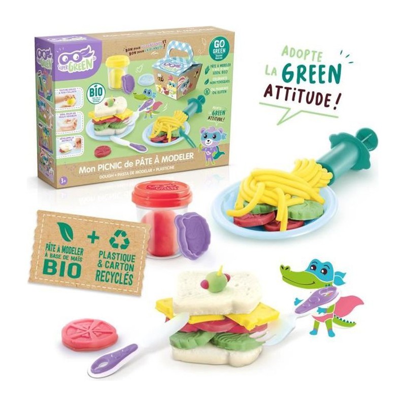 SUPER GREEN Kit pique-nique de pâte a modeler bio