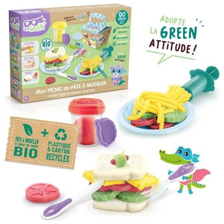SUPER GREEN Kit pique-nique de pâte a modeler bio