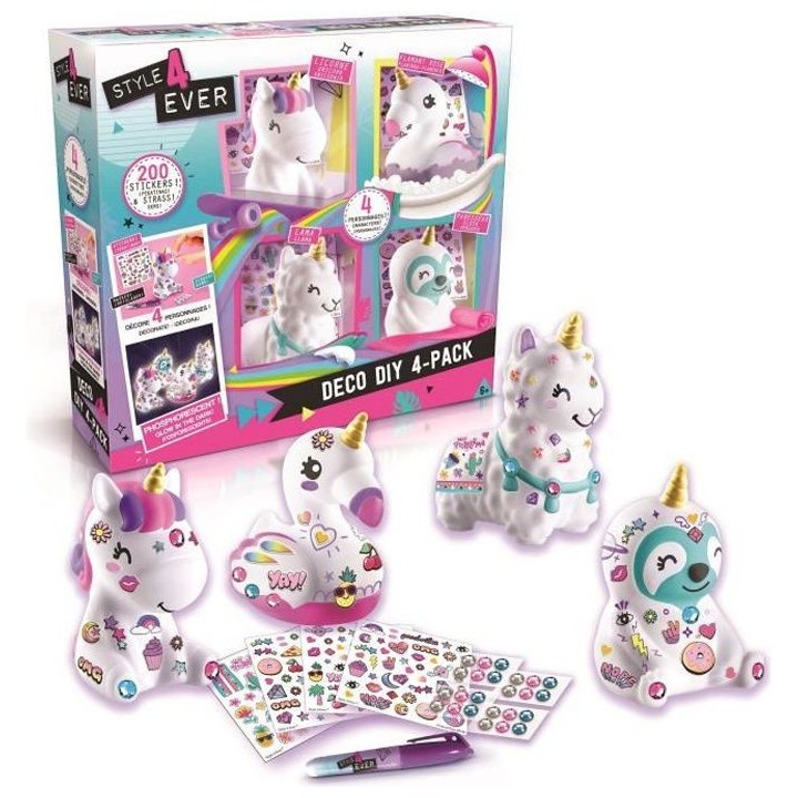 STYLE 4 EVER Mini Deco DIY - Lot de 4 mini-figurines a décorer et a p