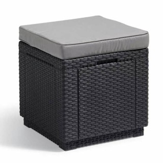 Keter Pouf de rangement Cube avec coussin Graphite 408951
