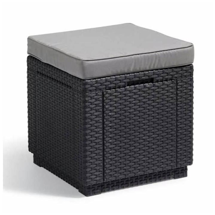 Keter Pouf de rangement Cube avec coussin Graphite 408951