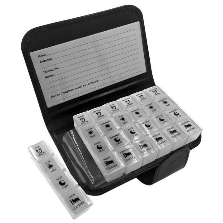 Pilulier 28 cases AUTONOMIE ET BIEN eTRE TMI 7981 - Avec housse de ran