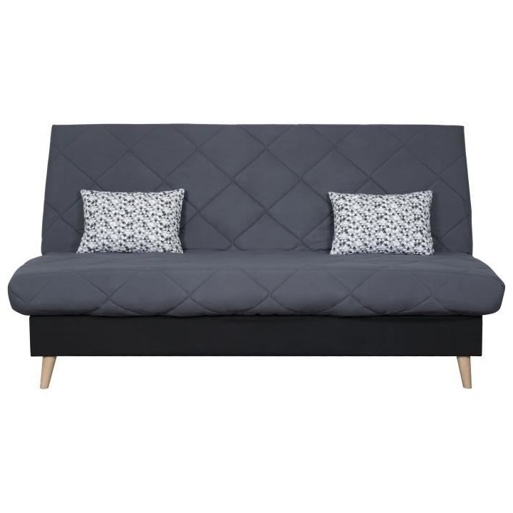 Banquette clic clac 3 places DAKOTA - Tissu gris - L 189 x P 94 x H 10