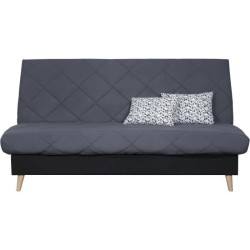 Banquette clic clac 3 places DAKOTA - Tissu gris - L 189 x P 94 x H 100 cm - Couchage 120x190 cm - Fabriqué en France - DUNLOPI