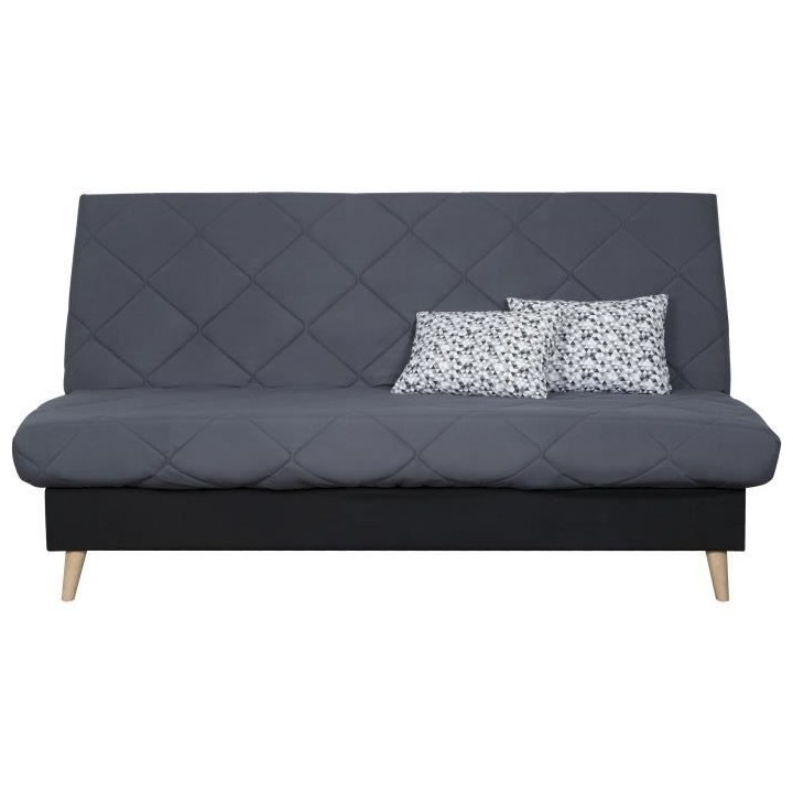 Banquette clic clac 3 places DAKOTA - Tissu gris - L 189 x P 94 x H 10