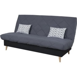 Banquette clic clac 3 places DAKOTA - Tissu gris - L 189 x P 94 x H 100 cm - Couchage 120x190 cm - Fabriqué en France - DUNLOPI