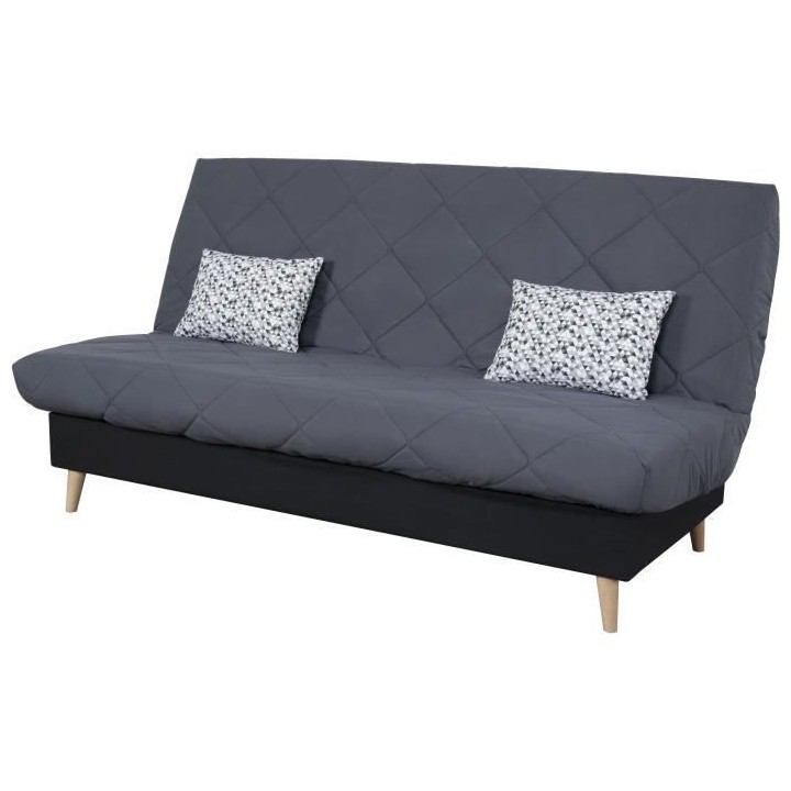 Banquette clic clac 3 places DAKOTA - Tissu gris - L 189 x P 94 x H 10