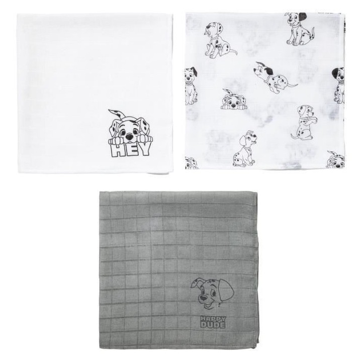 DISNEY 101 Dalmatiens Lot de 3 langes - 60 x 60 cm