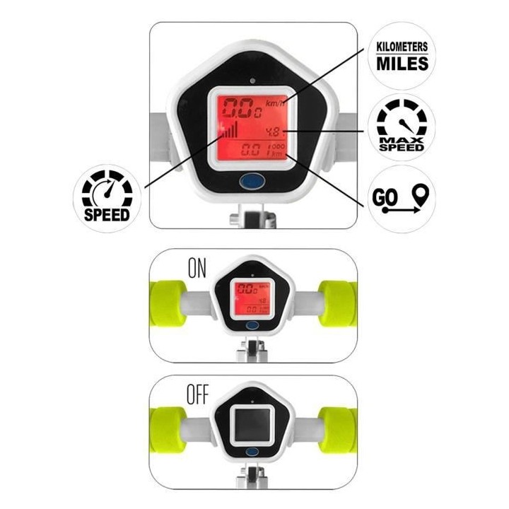 Trottinette pliable avec compteur de vitesse - bleu - Skids Control