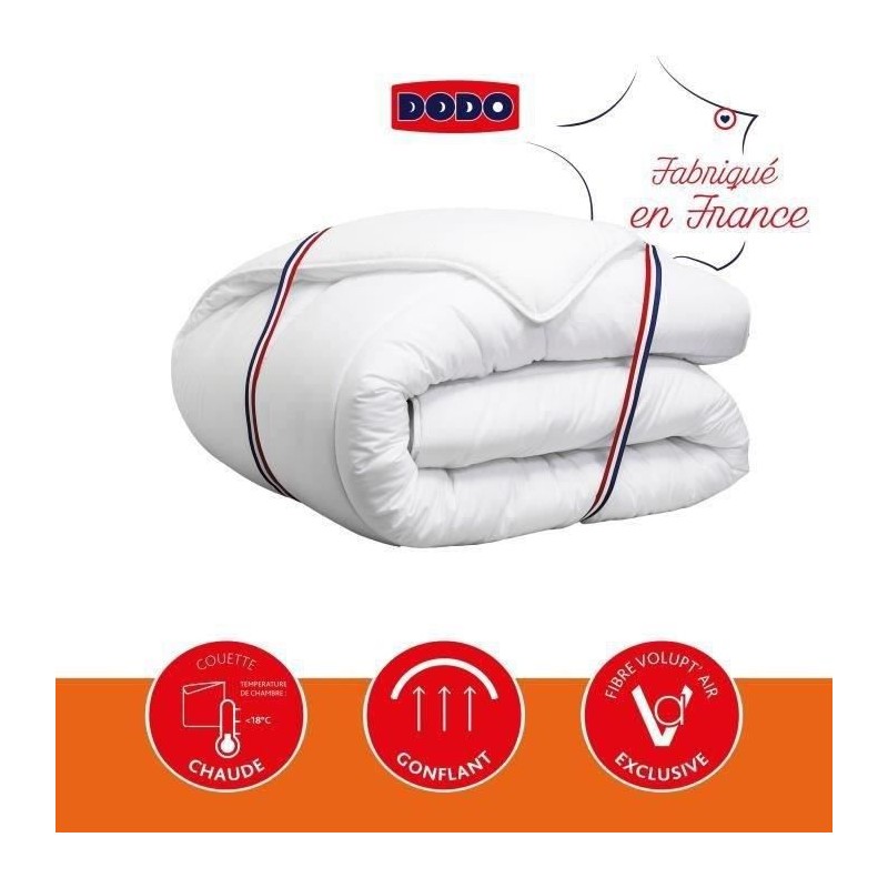 Couette Vancouver DODO Ultra chaude 220/240 Enveloppe 100% Polyester Garnissage 100% Polyester Fibre Creuse Siliconée 350g/m131